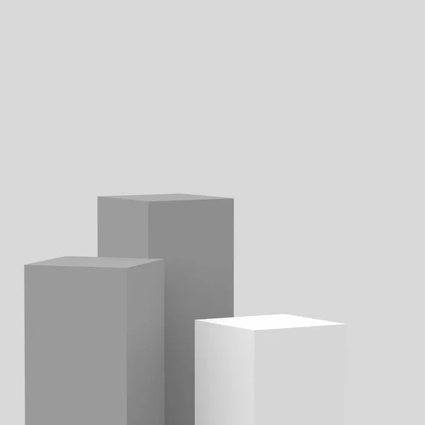 Сірих Білих Кубиків Квадратний Подіум Мінімальний Студійний Фон Анотація Геометричної — стокове фото
