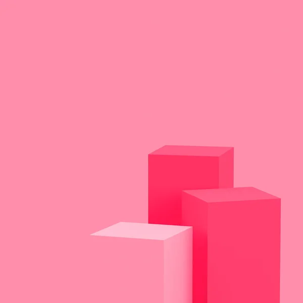 Cubes Roses Podium Carré Fond Studio Minimal Illustration Abstraite Objet — Photo