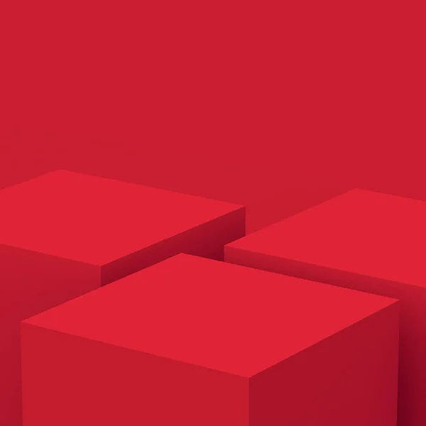Cubo Rojo Caja Podio Escena Mínima Fondo Del Estudio Abstracto — Foto de Stock