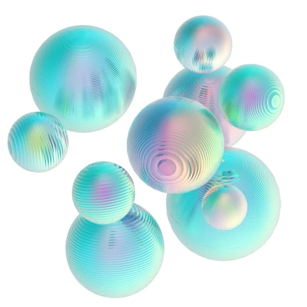 Mintgrüne Kugeln Silbernen Farbverlauf Isolierten Hintergrund Abstrakt Blase Glänzend Pastell — Stockfoto