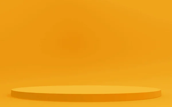 3D黄色圆筒讲台最小工作室背景 摘要三维几何形体图解绘制 夏季假日产品的展示 — 图库照片