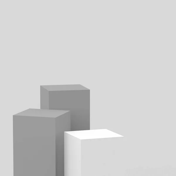 Серый Белый Кубики Квадратный Подиум Минимальный Студийный Фон Абстрактная Трехмерная — стоковое фото