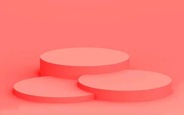 Rosa Korall Cylinder Podium Minimal Hörn Studio Bakgrund Abstrakt Geometrisk — Stockfoto