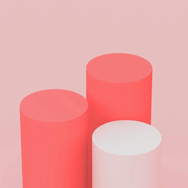 Рожевий Помаранчевий Білий Циліндр Подіум Мінімальний Студійний Фон Анотація Геометричної — стокове фото