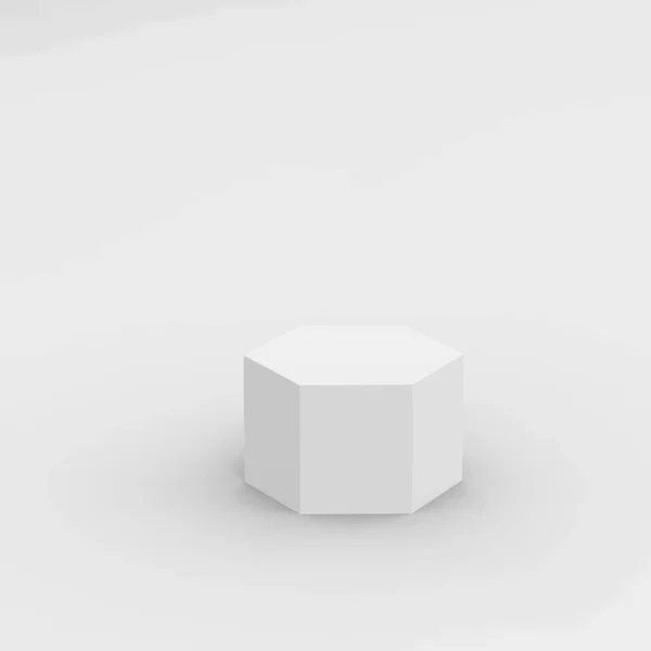 Beyaz Gri Altıgen Podyum Minimum Stüdyo Arka Planı Soyut Geometrik — Stok fotoğraf