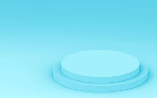 3D蓝色圆筒讲台最小工作室背景 摘要三维几何形体图解绘制 医药产品的展示 — 图库照片