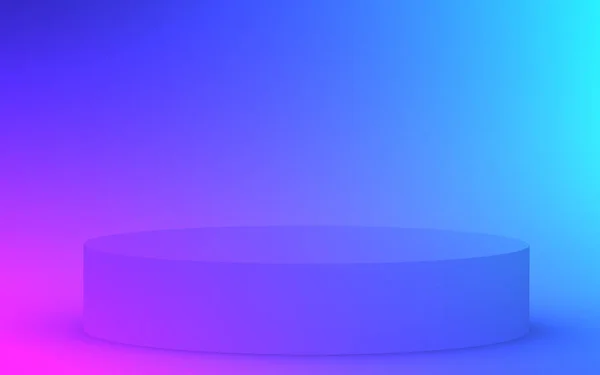 Mor Neon Işıklı Silindir Podyum Minimal Stüdyo Gradyan Koyu Renk — Stok fotoğraf