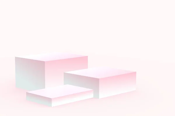 Blanc Rose Cubes Dégradé Couleurs Dans Fond Studio Minimaliste Pastel — Photo