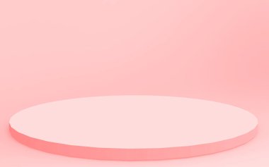 3D pembe silindir podyum minimum stüdyo arkaplanı. Soyut 3d geometrik şekil çizimi. Sevgililer Günü ürünü için göster.