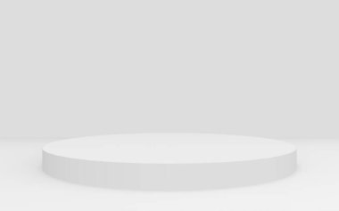 3D gri, parlak silindir podyum stüdyo arka planı. Soyut 3d geometrik şekil çizimi çizimi.