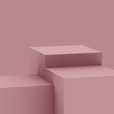 3D mor leylak sahne podyumu stüdyo arkaplanı minimum. Soyut 3d geometrik şekil çizimi. Kozmetik moda ürünleri için görüntü. Doğal monokrom renk tonları.