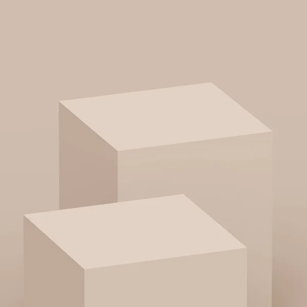 Marrón Cremoso Cubo Caja Podio Escena Mínima Fondo Estudio Abstracto —  Fotos de Stock