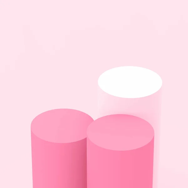 3Dピンクのバラのシリンダーの表彰台最小限のスタジオ背景 概要3D形状オブジェクトイラストレンダリング 化粧品香水ファッション製品の表示 — ストック写真