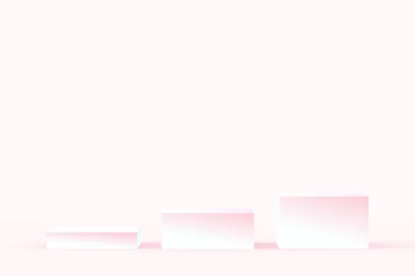3D白色粉红立方体渐变的色彩在柔和的粉刷最小的工作室背景 摘要三维几何形体图解绘制 夏季假日产品的展示 — 图库照片
