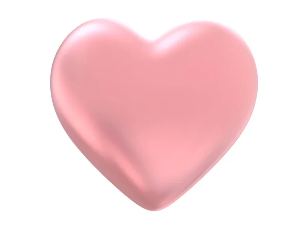 Pink Heart Glossy Shape Isolated White Background Clipping Path Object — Stock Photo, Image