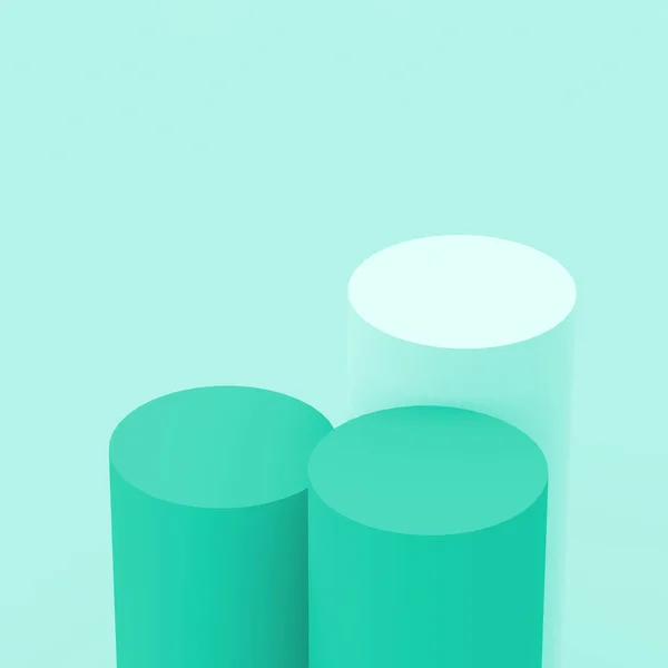 Zielony Turkusowy Cylinder Pastelowy Podium Minimalne Tło Studio Abstrakcyjny Geometryczny — Zdjęcie stockowe