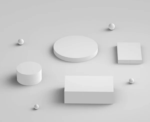 Λευκό Γκρι Βάθρο Minimal Studio Φόντο Αφηρημένη Γεωμετρικό Σχήμα Απεικόνιση — Φωτογραφία Αρχείου