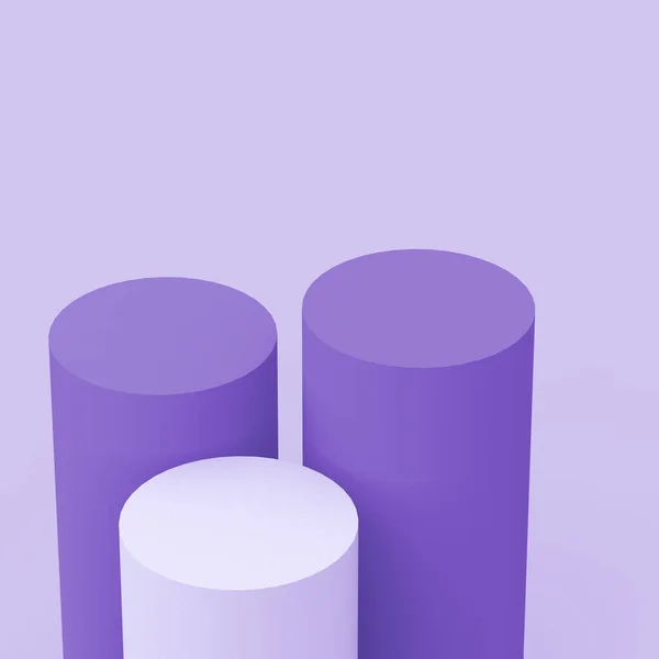 Paars Violet Wit Cilinder Podium Minimale Studio Achtergrond Abstract Geometrische — Stockfoto