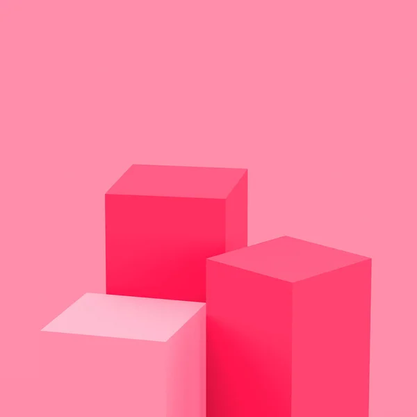 Pink Cubes Square Podium Minimal Latar Belakang Studio Ilustrasi Objek — Stok Foto