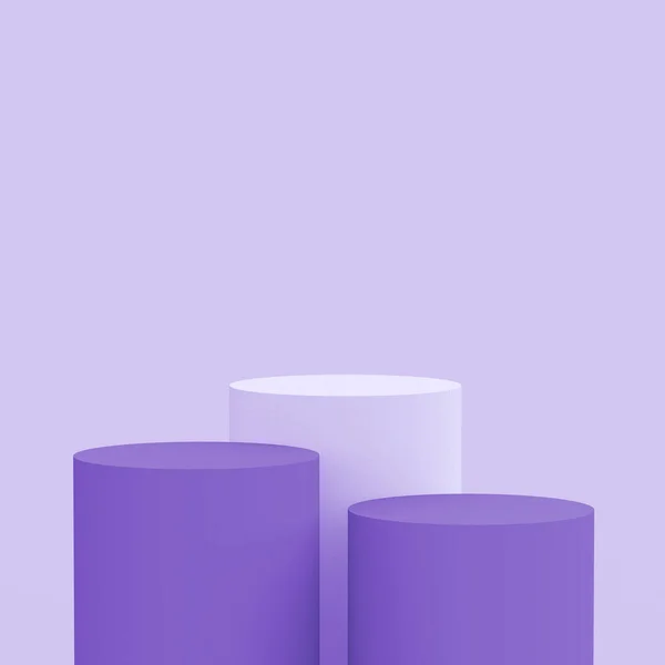 Paars Violet Wit Cilinder Podium Minimale Studio Achtergrond Abstract Geometrische — Stockfoto