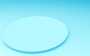 3D mavi silindir podyum minimum stüdyo arkaplanı. Soyut 3d geometrik şekil çizimi. İlaç ürünü için görünüm