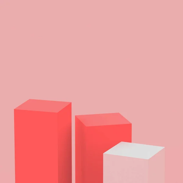 Рожеві Помаранчеві Кубики Квадратний Подіум Мінімальний Студійний Фон Анотація Геометричної — стокове фото