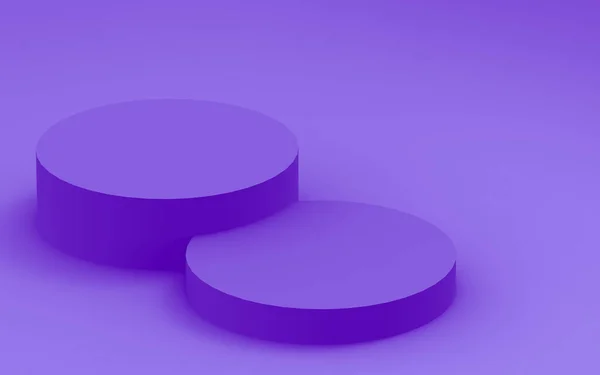 3D紫紫色のシリンダーの表彰台最小限のスタジオの背景 概要3D形状オブジェクトイラストレンダリング 化粧品香水ファッション製品の表示 — ストック写真