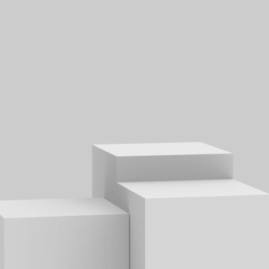 3D gri sahne sahnesi stüdyo arkaplanı çok az. Soyut 3d geometrik şekil çizimi. Çevrimiçi iş ürünü için göster.
