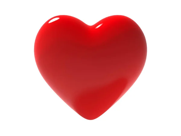 Rotes Herz Glänzende Form Isoliert Auf Weißem Hintergrund Mit Clipping — Stockfoto