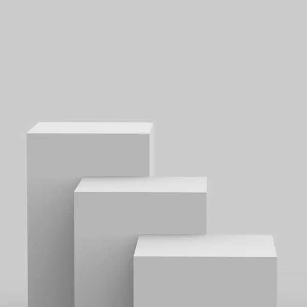 3Dグレーの白いステージの表彰台シーン最小限のスタジオの背景 概要3D形状オブジェクトイラストレンダリング オンラインビジネス製品の表示 — ストック写真