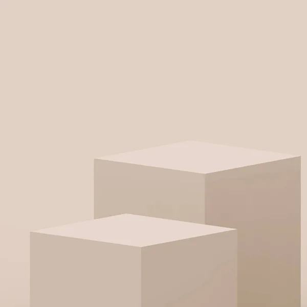 Коричневий Кремовий Куб Коробка Подіум Мінімальний Сценічний Студійний Фон Анотація — стокове фото