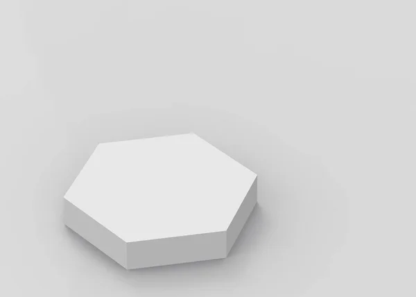 Λευκό Γκρι Εξάγωνο Βάθρο Minimal Studio Φόντο Αφηρημένη Γεωμετρικό Σχήμα — Φωτογραφία Αρχείου