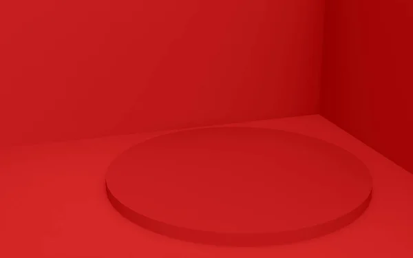 Red Cylinder Podium Minimal Studio Background Abstract Geometric Shape Object — Stock Photo, Image
