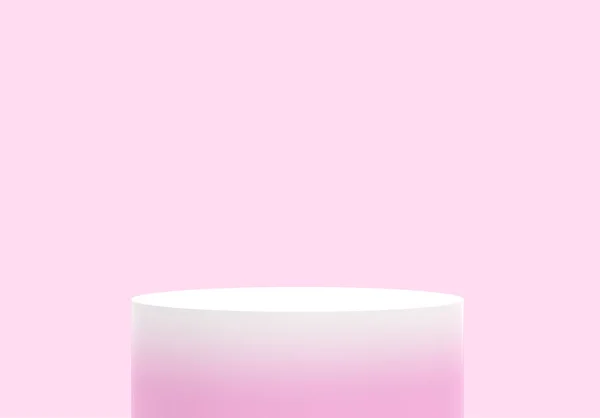Branco Rosa Rosa Gradiente Cores Pastel Cilindro Pódio Mínimo Estúdio — Fotografia de Stock
