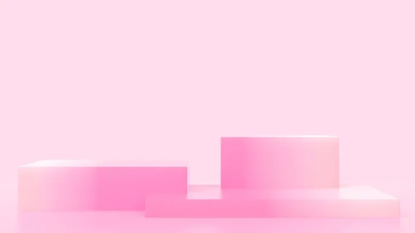 Colori Sfumati Cubi Rosa Bianco Morbido Sfondo Studio Minimale Pastello — Foto Stock