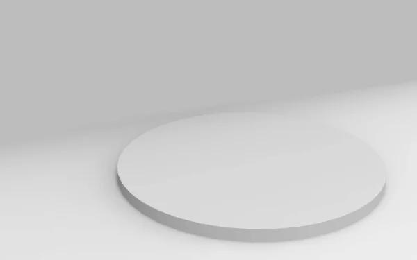 3Dグレーの白いシリンダーの表彰台最小限のスタジオの背景 概要3D形状オブジェクトイラストレンダリング — ストック写真
