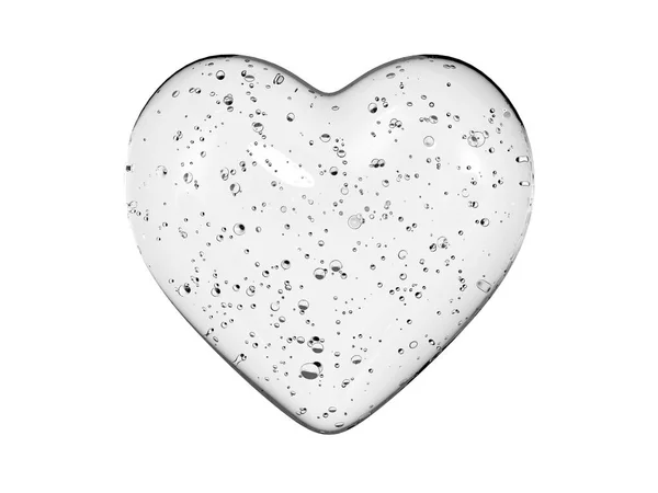 Νερό Γυάλινο Σχήμα Καρδιάς Απομονώνονται Λευκό Φόντο Αφηρημένη Γεωμετρική Απεικόνιση — Φωτογραφία Αρχείου