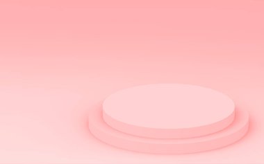 3D pembe silindir podyum minimum stüdyo arkaplanı. Soyut 3d geometrik şekil çizimi. Sevgililer Günü ürünü için göster.