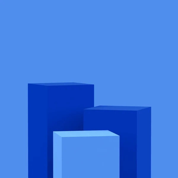 Blauwe Kubussen Vierkante Podium Minimale Studio Achtergrond Abstract Geometrische Vorm — Stockfoto