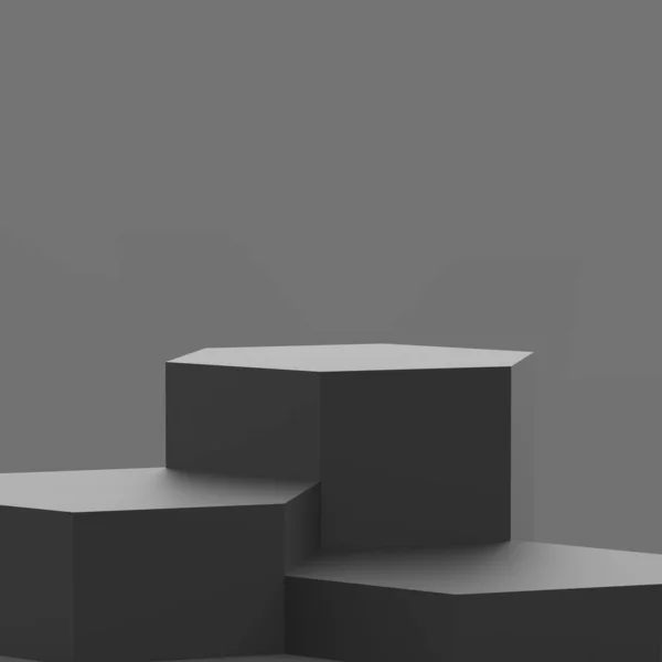 Czarny Szary Sześciokąt Podium Minimalne Tło Studio Abstrakcyjny Geometryczny Kształt — Zdjęcie stockowe