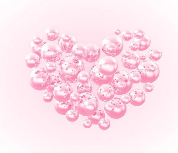 Ροζ Ασημένια Μεταλλική Μπάλα Σχήμα Καρδιάς Ροζ Φόντο Χρώμα Αφηρημένη — Φωτογραφία Αρχείου