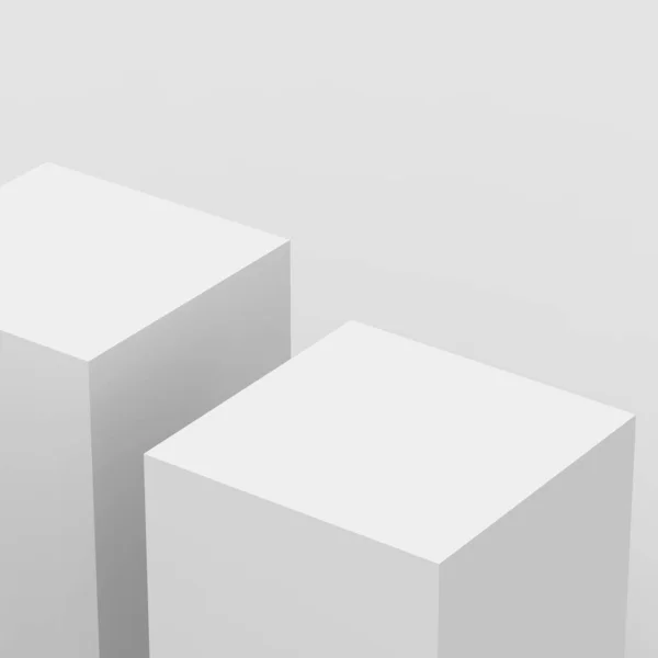 3Dグレーの白いキューブとボックスの表彰台 — ストック写真