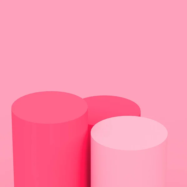 Branco Rosa Cilindro Pódio Estúdio Mínimo Fundo Abstrato Pastel Cor — Fotografia de Stock