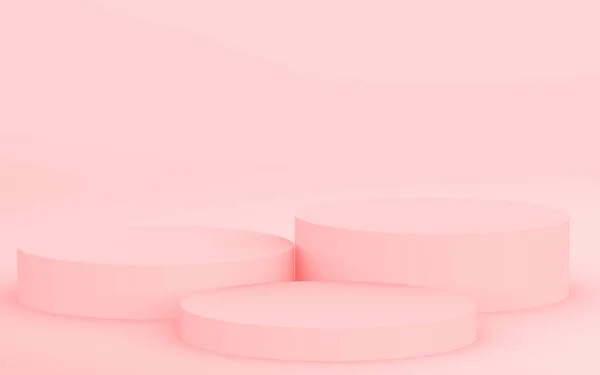 분홍색 실린더 스튜디오 기하학적 모양의 렌더링을 설명하라 발렌타인데이 — 스톡 사진