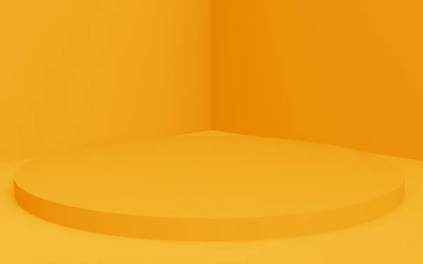 노란색 실린더 스튜디오 기하학적 모양의 렌더링을 설명하라 상품을 — 스톡 사진