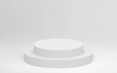 3D gri, parlak silindir podyum stüdyo arka planı. Soyut 3d geometrik şekil çizimi çizimi.