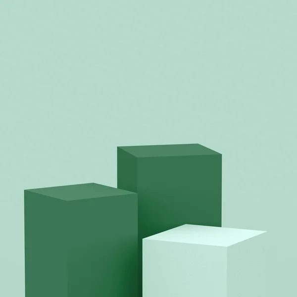 Olive Green Küpler Kare Podyum Minimum Stüdyo Arka Planı Soyut — Stok fotoğraf