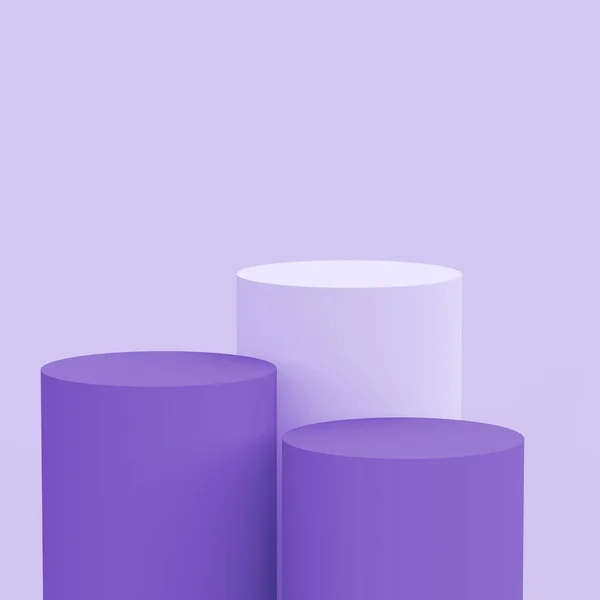 Paars Violet Wit Cilinder Podium Minimale Studio Achtergrond Abstract Geometrische — Stockfoto