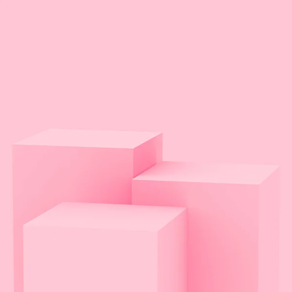 Rose Cube Box Podium Scène Minimale Fond Studio Illustration Abstraite — Photo