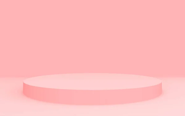 3D pembe silindir podyum minimum stüdyo arkaplanı. Soyut 3d geometrik şekil çizimi. Sevgililer Günü ürünü için göster.